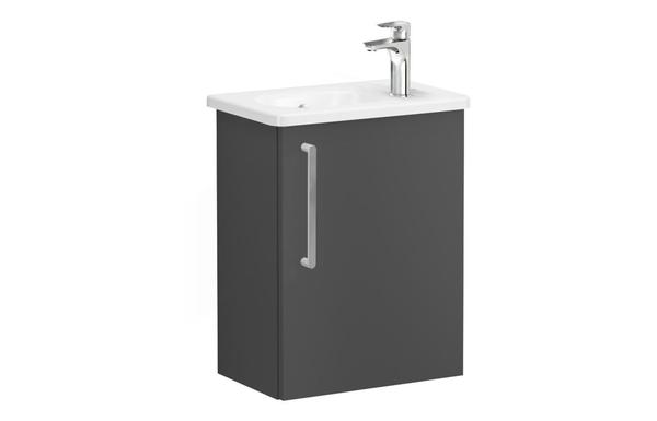 VitrA Zentrum Compact 45cm 1 Door W/H Washbasin Unit (RH Hinge) - Matt Storm Grey